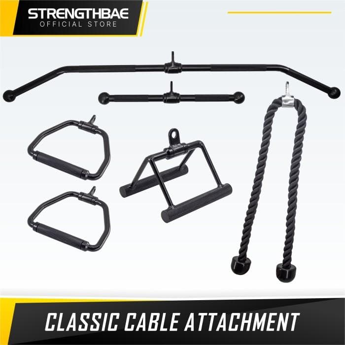 Classic Cable Attachment | Lat Pulldown Row Bar D V Handle Tricep Rope - Long Ba