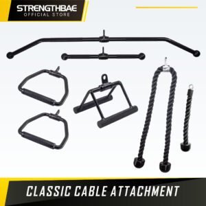 Classic Cable Attachment STRENGTHBAE Lat Pulldown Row Bar D V Handle Tricep Rope